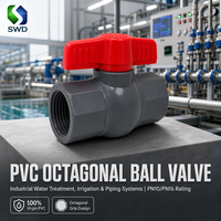 Prix d'usine SWD Vanne à boisseau sphérique octogonale en PVC DN15 à DN100 étanche et facile à utiliser pour le traitement de l'eau et l'irrigation