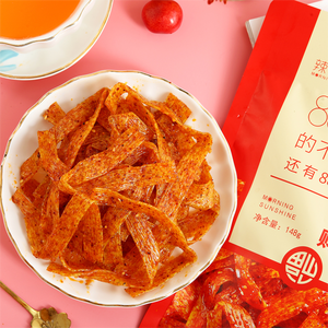 Snacks Chinos Picantes y Dulces en Tiras, Personalizables OEM, Bolsa <span class=keywords><strong>de</strong></span> 148g, Sin Gluten, Certificación HACCP, <span class=keywords><strong>Sabor</strong></span> Infantil, Latiao Masticable, Venta al por Mayor - Product Image 3