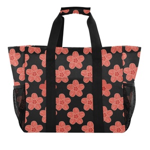 Sac de rangement utilitaire en toile à poches en maille, motif fleur de hau rose hawaïenne, design personnalisé, grand format, sac de rangement pour linge Aloha - Product Image 2