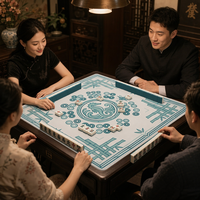 Tapis de jeu de mahjong et de cartes robuste et antidérapant - Surface en tissu technique imperméable - Design oriental vert élégant 1:1 carré
