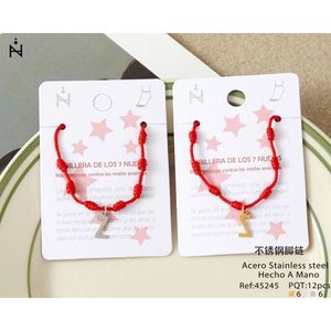 Cavigliera con nodo a sette stelle in acciaio inossidabile con lettera Z per donna, gioielli alla moda - Product Image 2