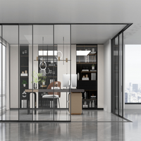 Porte coulissante en aluminium sur mesure avec double vitrage en verre trempé - Moderne, étanche, insonorisée, pour cuisine intérieure
