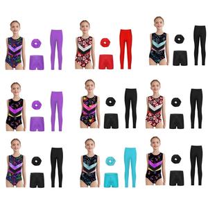 Tenue de gymnastique pour filles de 6 à 16 ans, justaucorps métallisé avec short, pantalon long et ensemble de attaches pour cheveux pour l'entraînement et les événements sportifs - Product Image 1