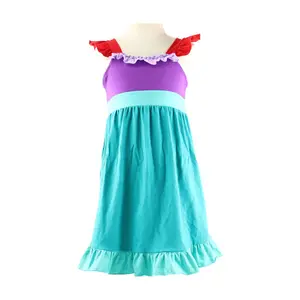 NO MOQ kids girls' summer dresses baby girl dresses boutique princess dresses white snow princess