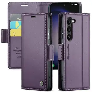 Caseme lật điện thoại trường hợp đối với S24 siêu điện thoại đối với Samsung Galaxy 5 gam sang trọng da đứng Cover quay lại đối với S24 siêu điện thoại di động trường hợp