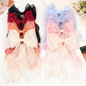 Large Bow Long Tail Spring <strong>Hairpin</strong> Organza <strong>Color</strong> Clip Girl Ladies <strong>Fashion</strong> Hair Accessories Wholesale Bow Hair - Product Image 2