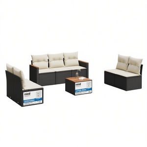 Nivid Modular Black Pe <b>Rattan</b> Garden <b>Sofa</b> Set 6 Seater Outdoor Furniture Elegant Design For Garden Use - Product Image 1