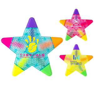Bán Buôn Sao Năm Cánh Huỳnh Quang Bút Quà Tặng Quảng Cáo Cá Nhân <span class=keywords><strong>Highlighter</strong></span> 5-Màu Đánh Dấu Bút Xiên Bàn Chải Tip Cho Trẻ Em - Product Image 5