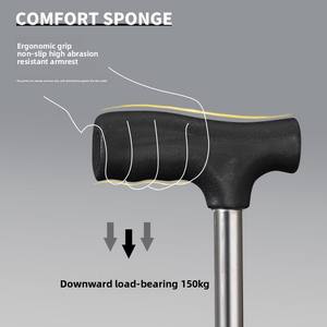 Muleta de absorción de bastón ajustable para adultos con muletas de axila de aluminio con botón pulsador - Product Image 5