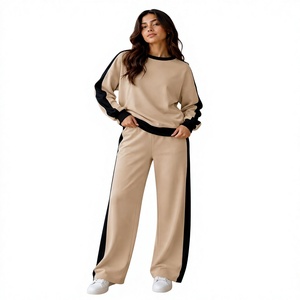 <b>Women's</b> Casual 2-<b>Piece</b> Fleece Tracksuit Set Solid Color Hooded Sweatshirt Sweatpants Full Sleeve Regular Fit Winter 100% Cotton - Product Image 3