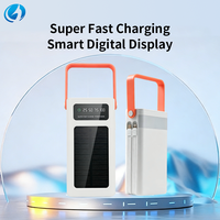 Banque d'alimentation solaire 50000mAh haute capacité avec 4 câbles intégrés, lumière LED, chargeur portable pour l'extérieur