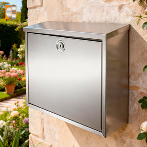 Boîte aux lettres en acier inoxydable, boîte aux lettres murale extérieure, durable, avec une capacité de 12 L pour la livraison, utilisation dans le jardin et à la maison - Product Image 1