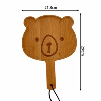 Plateaux et assiettes de service en bois écologiques en forme d'animaux mignons avec poignées, assiettes à pizza à motifs de dessins animés et supports en bois