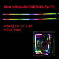 NEON 12pcs Supports magnétiques puissants 2x15.7in Diffused Rainbow RGB PC LED Strip 5V 3-pin Aura SYNC Gigabyte RGB Fusion MSI Mystic