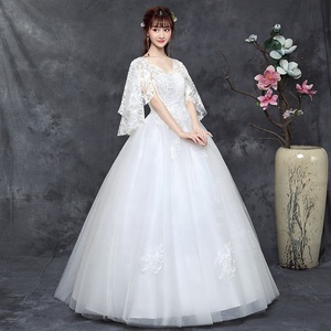 <span class=keywords><strong>2022</strong></span> automne et hiver nouvelle grande taille <span class=keywords><strong>femme</strong></span> robe de mariée un mot épaule longueur robe robes de mariage pour les femmes - Product Image 2