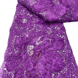 2025 Mới Nhất Thiết Kế Chất Lượng Cao Thanh Lịch Lưới Handmade Đính Cườm Pháp Ren Hoa Mô Hình <span class=keywords><strong>Sequin</strong></span> Vải Cho Đám Cưới Bên Túi - Product Image 4