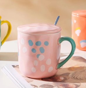 Afternoon <b>Tea</b> Contrast Color Mug with Cover Niche High Sense Girl Home Ceramic <b>Cup</b> Gift Office Coffee <b>Cup</b> - Product Image 3