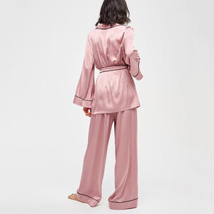 Personalizado para damas al por mayor mujeres chinas verano dos piezas pantalones cortos de satén <span class=keywords><strong>rosa</strong></span>, pijamas pantalones pijamas de rayas de seda de hielo/ - Product Image 5