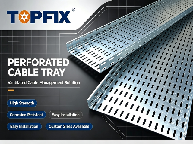 TOPFIX Heavy Duty Galvanized Steel Perforated Cable Tray | Industrial Ventilated Cable Tray, Manufacturer Supply CE ISO Approved