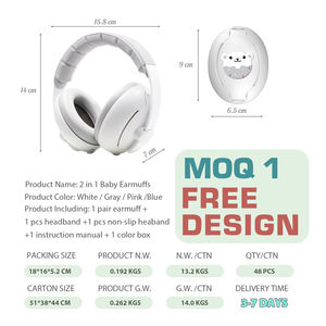 Cache-oreilles convertible 2 en 1 CE 352 <span class=keywords><strong>ANSI</strong></span> 0-36 mois Réduction du bruit Cache-oreilles de protection auditive pour bébé - Product Image 6