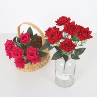 Bouquet de 7 petites roses artificielles en soie à angle dégagé pour décoration de mariage, d'hôtel et de maison, lot semi-manuel pour fabricants