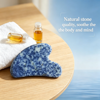 Outil Gua Sha en Sodalite Naturelle avec Logo Personnalisé, Pierre de Jaspe Bleu Tacheté pour Drainage Lymphatique et Massage Facial – En Stock