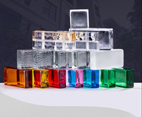 Briques de verre fournies par le fabricant, texturées à bulles, givrées, creuses, transparentes, contemporaines, carrées, en verre soufflé à chaud, pour salle de bain