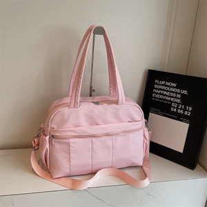 Women's Waterproof Nylon Duffel Bag 20-35L Portable Travel Gym Bag Solid Color Off White Black Camel Brown - Product Image 4