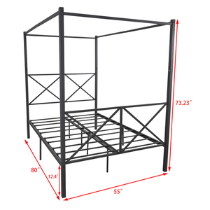 Modern King Size Adult Steel Metal Canopy <strong>Bed</strong> Bedroom Furniture - Product Image 2
