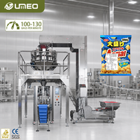 Machine d'emballage automatique à plusieurs têtes pour les collations, les chips de pommes de terre, les aliments soufflés, 100-130 sachets/min