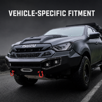 Pare-chocs avant tout-terrain spécifique au véhicule pour Isuzu DMAX 2021, en acier carbone noir, avec insert en maille et crochets de remorquage