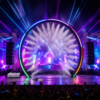 Arche d'entrée circulaire ZKAI avec éclairage RGB, tunnel d'événement en métal rond avec jet de brouillard pour festivals de musique, mariages et entrées de fête