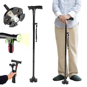 Bastón Plegable Multifuncional al por Mayor, Portátil, Inteligente, con Cuatro Bases, Luz LED, Función de Alarma, Antideslizante, para Personas Mayores, Modelo LM LM25095 - Product Image 1
