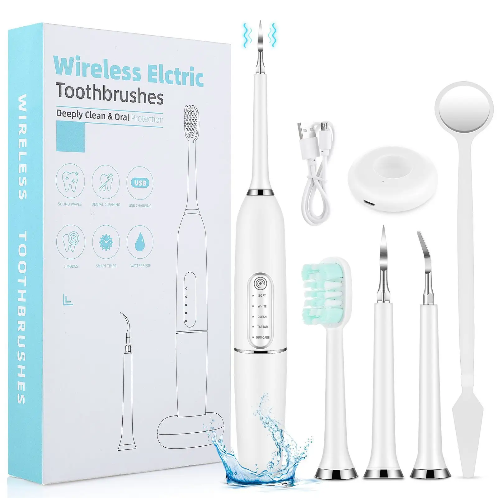 Waterproof Portable Teeth Scaler Oral Cleaning Kit Dental Plaque Remover Machine Electric Tooth Cleaner