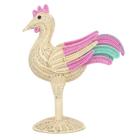 Ornements artisanaux en rotin tressé à la main, animaux naturels (Flamants roses, Éléphants), pour la décoration intérieure et les vitrines