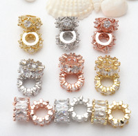 Zircon cristal rond perles entretoises en vrac grand trou pour la fabrication de bijoux Bracelet à bricoler soi-même collier accessoires