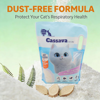 Pasir Kucing Alami dari Singkong Ramah Lingkungan, Daya Gumpal Kuat, Rendah Debu, Dapat Dibuang di Toilet, Biodegradable, Putih, Pengontrol Bau, Grosir OEM ODM