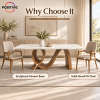 Table à manger rectangulaire moderne en marbre, base en bois massif, mobilier de salle à manger de luxe, mobilier d'hôtel, OEM, sur mesure, vente en gros