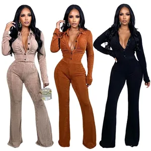 Jacket 2021 Women Suits Two Piece Sets Wide Leg Pants Velour Tracksuits 2 Piece Flare Bottom Trousers Set For Girls