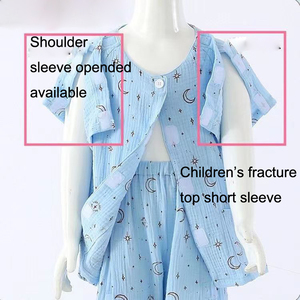 Bambino facile da indossare togliere l'uniforme ospedaliera chirurgia della frattura del paziente brucia la cerniera per la cura degli anziani a letto su tuta, maglia di cotone - Product Image 6
