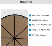 Miroir mural rond de 110cm, cadre en fer noir, de haute qualité, pour salon