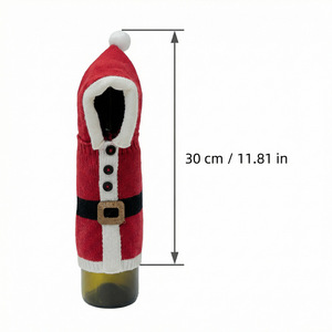 Offre Spéciale : Ensemble de housses tricotées pour bouteilles de vin de Noël – Décorations classiques en tenue de Père Noël pour la table de fête - Product Image 5