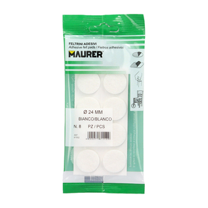 Feltro Adesivo O/ 24 mm. Confezione blister da 8 pezzi) Bianco - Product Image 1