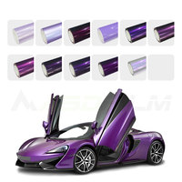 ASDFilm Serie Completa de Vinilos TPU Morados, Color Negro Brillante, Efecto Cambiante, Autoregenerables, Hidrofóbicos, Protección de Pintura PPF para Carrocería