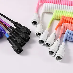 5 tel sarmal bahar kablo çift kollu USB örgülü kablo hızlı şarj mekanik klavye sarmal kablo