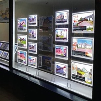 Panneau publicitaire immobilière rétroéclairé A2 A3 A4, affiche publicitaire à suspendre à la fenêtre, cadre acrylique magnétique LED mince carré pour intérieur, boîte à lumière
