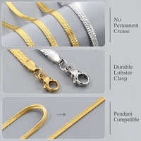Vente flash - Collier chaîne fine en acier inoxydable 316L plaqué or 18 carats JAJGI, 0,3 m, motif chevrons, hypoallergénique, finition lisse et polie