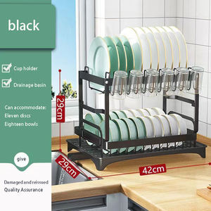 ที่คว่ำจานอเนกประสงค์ ป้องกันสนิม วางเหนืออ่างล้างจาน ประหยัดพื้นที่ ชั้นวางจาน 2 ชั้น พร้อมที่เก็บอุปกรณ์ - Product Image 5
