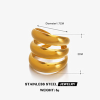 Cincin Baja Anti Karat Gaya Instagram, Mode Eropa dan Amerika, Lapisan Emas 18K, Sederhana dan Populer untuk Wanita