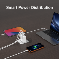 Chargeur rapide USB-C GaN 100W PD QC3.0 3 ports 2C1A Ignifuge pour ordinateur portable et téléphone Adaptateur secteur prise EU